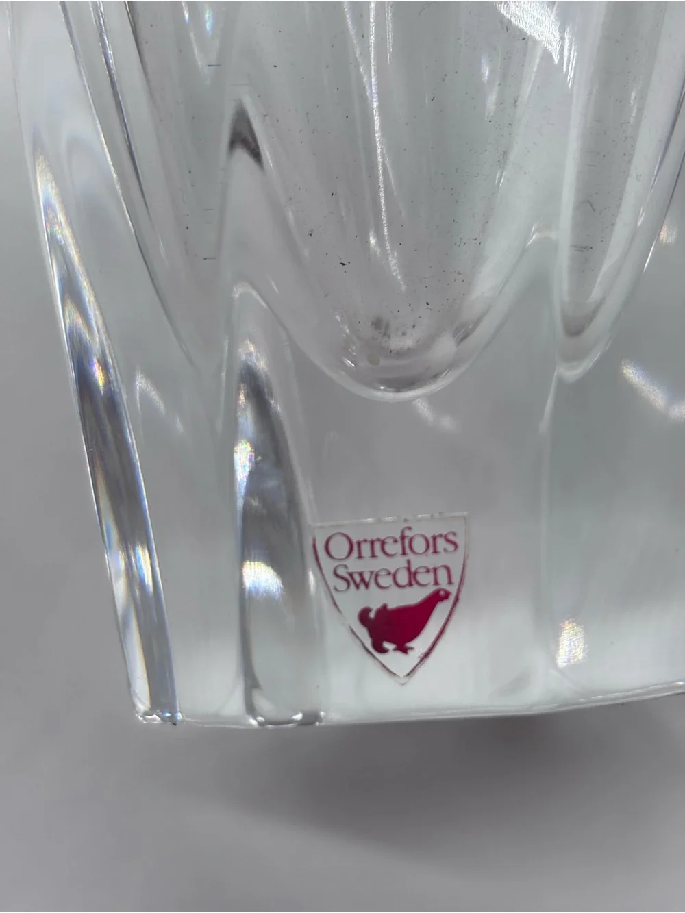 Orrefors Kostaboda Clear Crystal Vase with Sculpted Form